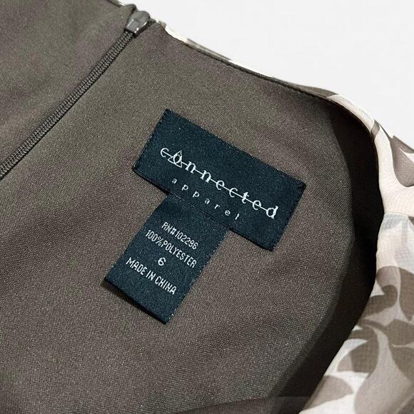 VTG Y2K Connected Apparel Peachy Pink & Brown Floral Chiffon Fairy Midi Dress 6 - Picture 7 of 7